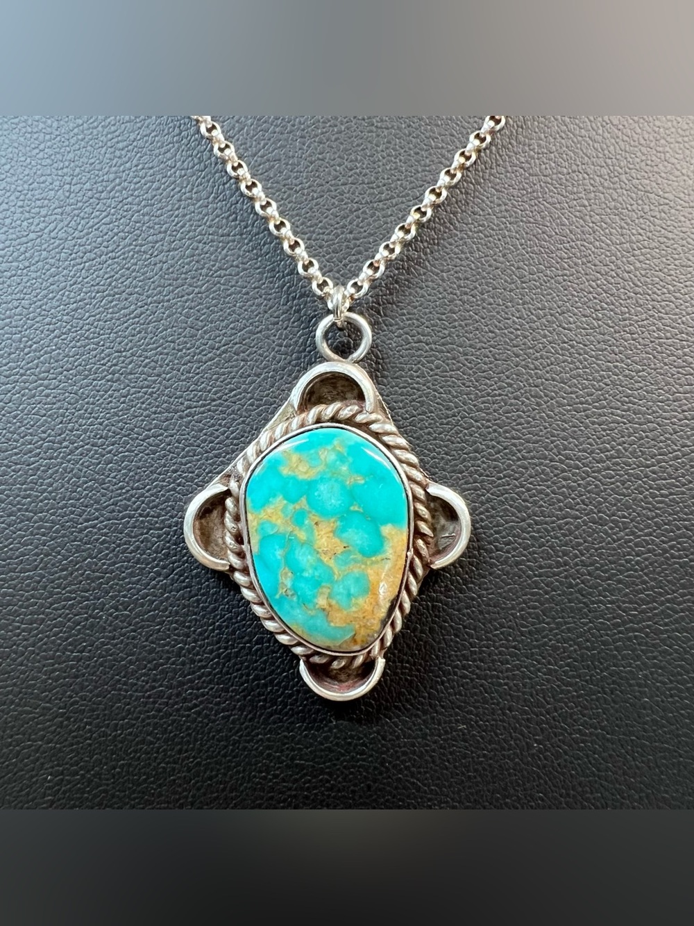 Sterling Silver Turquoise Pendant & Necklace
